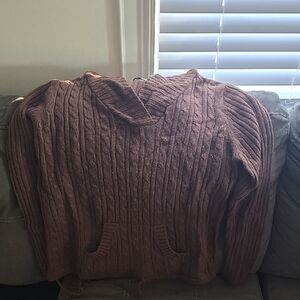 Caren Sport Womens Hooded Cable Knit Sweater